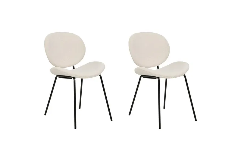 Sæt med 2 spiseborde Luana - Hvid, Sort/Bouclé - Møbler - Stole & lænestole - Spisebordsstole & køkkenstole