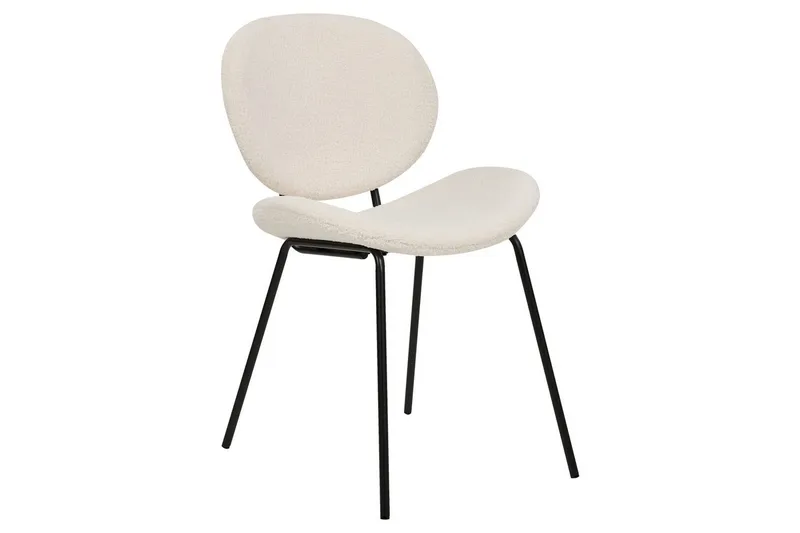 Sæt med 2 spiseborde Luana - Hvid, Sort/Bouclé - Møbler - Stole & lænestole - Spisebordsstole & køkkenstole