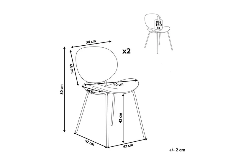Sæt med 2 spiseborde Luana - Hvid, Sort/Bouclé - Møbler - Stole & lænestole - Spisebordsstole & køkkenstole