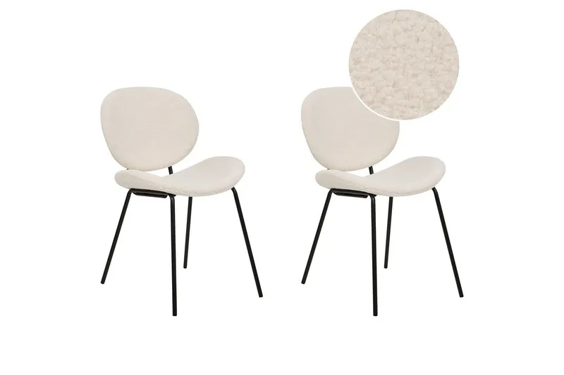 Sæt med 2 spiseborde Luana - Hvid, Sort/Bouclé - Møbler - Stole & lænestole - Spisebordsstole & køkkenstole