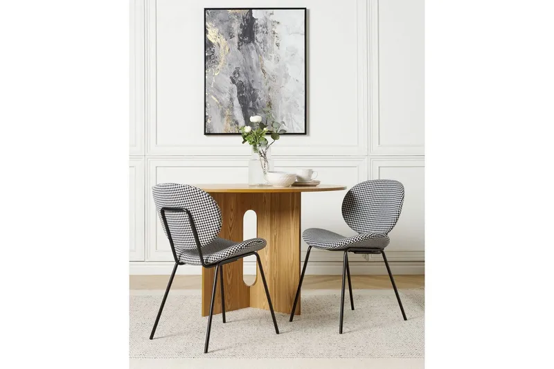 Sæt med 2 spiseborde Luana - Sort, Hvid/Polyester - Møbler - Stole & lænestole - Spisebordsstole & køkkenstole