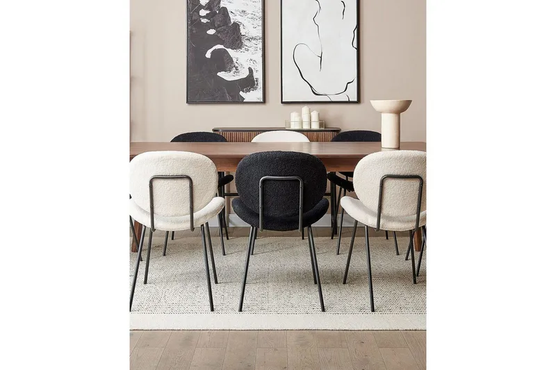 Sæt med 2 spiseborde Luana - Sort/Bouclé - Møbler - Stole & lænestole - Spisebordsstole & køkkenstole