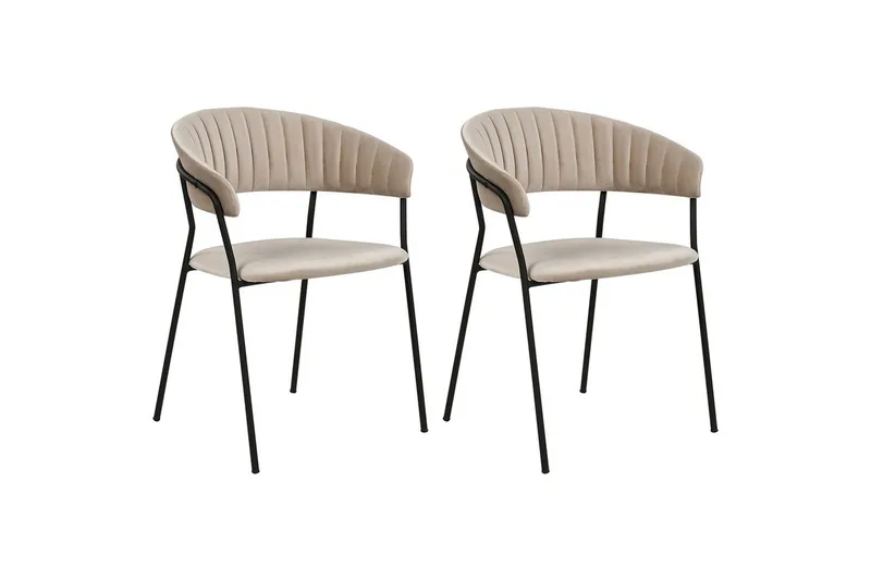 Sæt med 2 spiseborde Mariposa - Beige, sort/fløjl - Møbler - Stole & lænestole - Spisebordsstole & køkkenstole