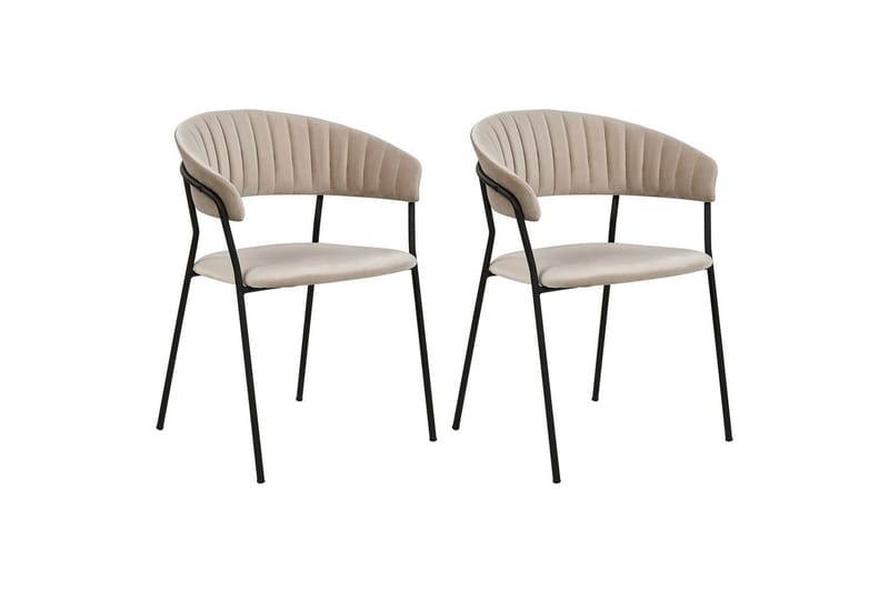 Sæt med 2 spiseborde Mariposa, Beige, sort/fløjl
