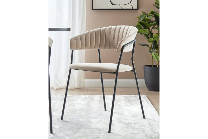 Sæt med 2 spiseborde Mariposa - Beige, sort/fløjl - Møbler - Stole & lænestole - Spisebordsstole & køkkenstole