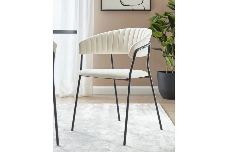 Sæt med 2 spiseborde Mariposa - Cremehvid, Sort/Fløjl - Møbler - Stole & lænestole - Spisebordsstole & køkkenstole