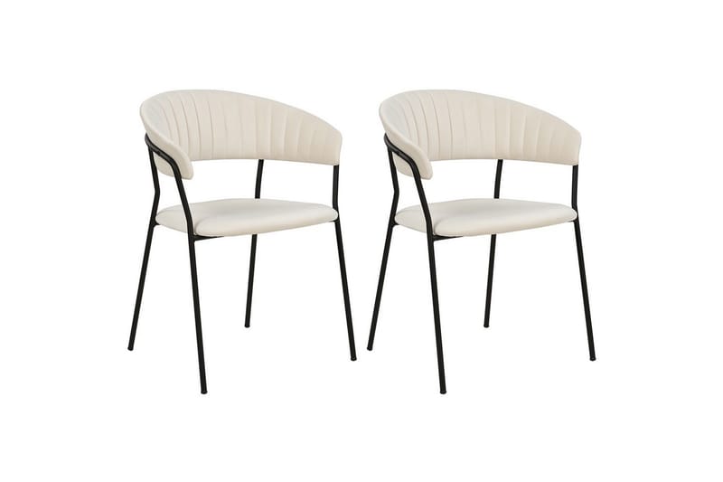 Sæt med 2 spiseborde Mariposa, Cremehvid, Sort/Fløjl