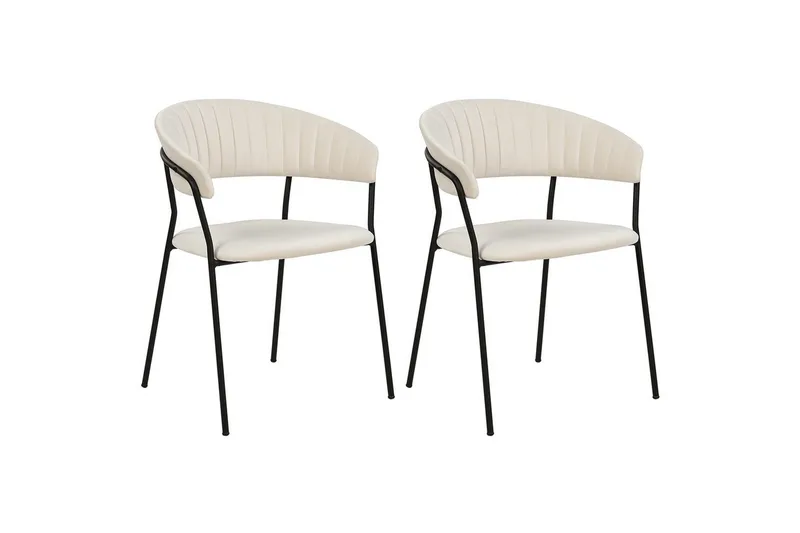 Sæt med 2 spiseborde Mariposa, Cremehvid, Sort/Fløjl