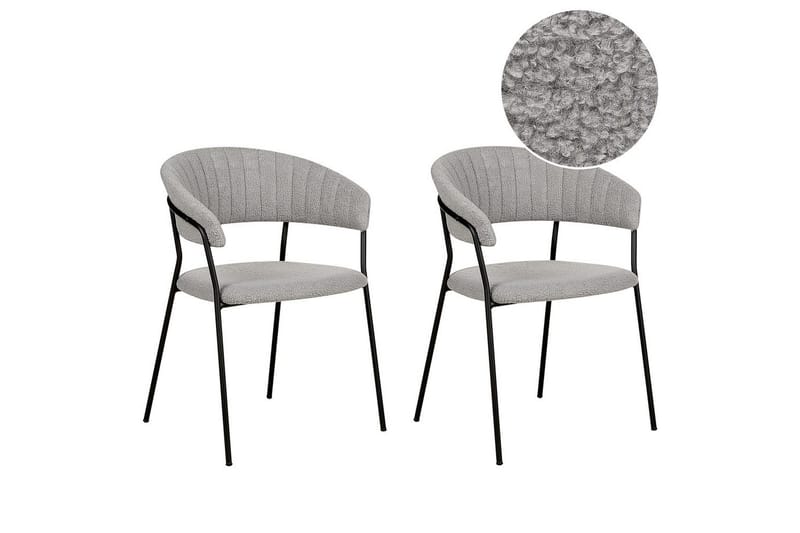 Sæt med 2 spiseborde Mariposa, Grå, sort/Bouclé