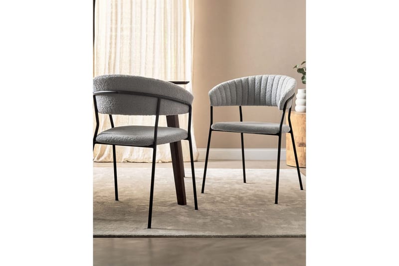 Sæt med 2 spiseborde Mariposa - Grå, sort/Bouclé - Møbler - Stole & lænestole - Spisebordsstole & køkkenstole