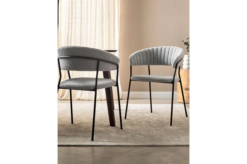 Sæt med 2 spiseborde Mariposa - Grå, sort/Bouclé - Møbler - Stole & lænestole - Spisebordsstole & køkkenstole