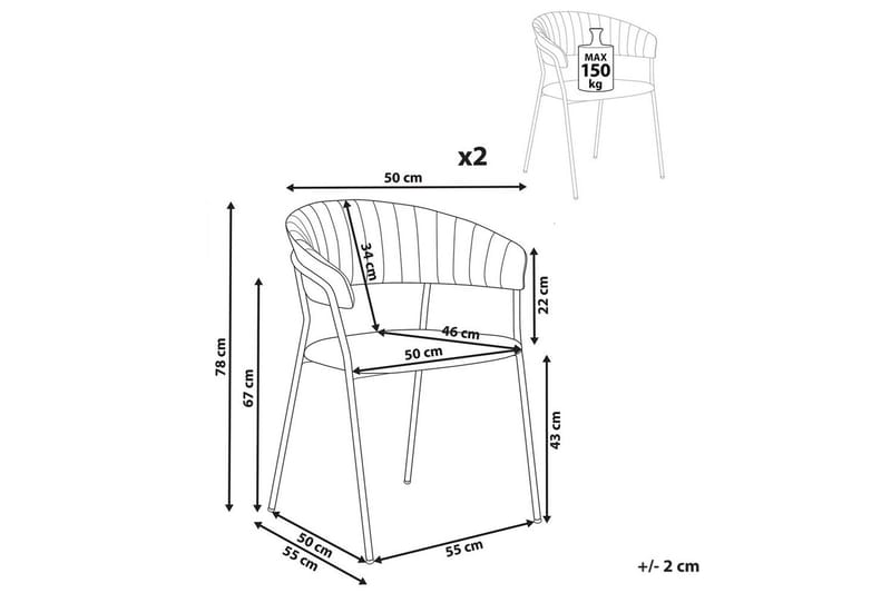 Sæt med 2 spiseborde Mariposa - Hvid, Sort/Bouclé - Møbler - Stole & lænestole - Spisebordsstole & køkkenstole
