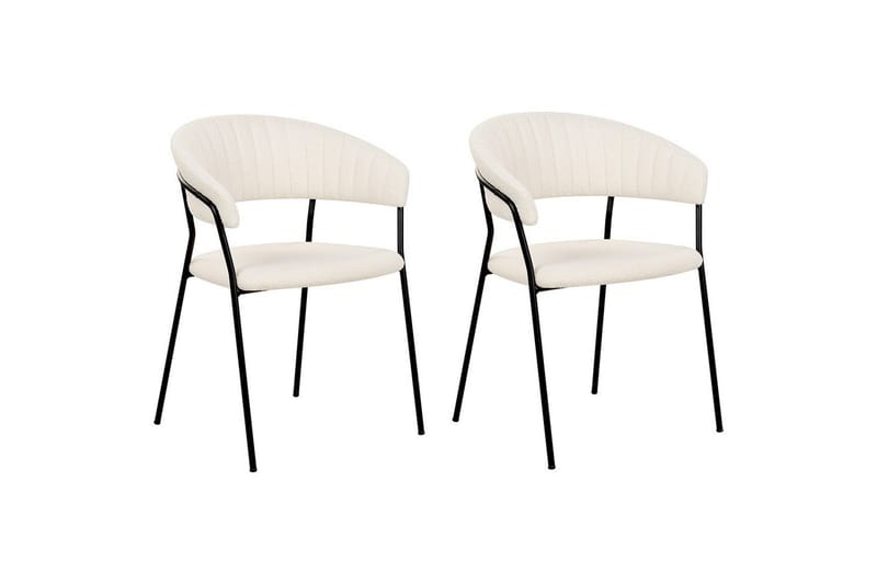 Sæt med 2 spiseborde Mariposa - Hvid, Sort/Bouclé - Møbler - Stole & lænestole - Spisebordsstole & køkkenstole