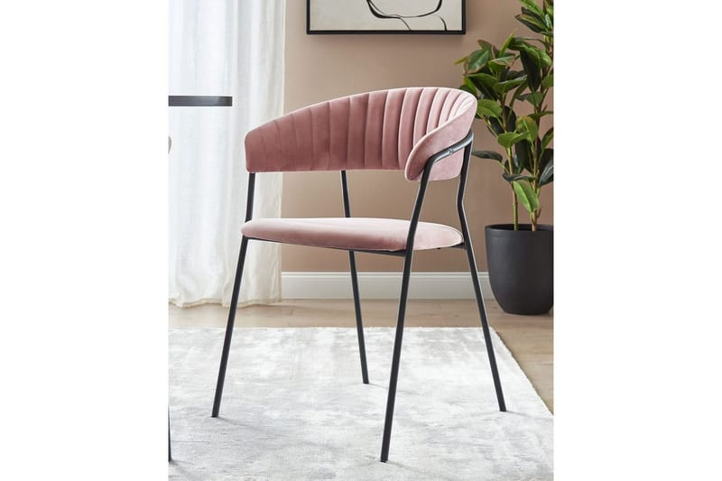 Sæt med 2 spiseborde Mariposa - Rosa, sort/fløjl - Møbler - Stole & lænestole - Spisebordsstole & køkkenstole