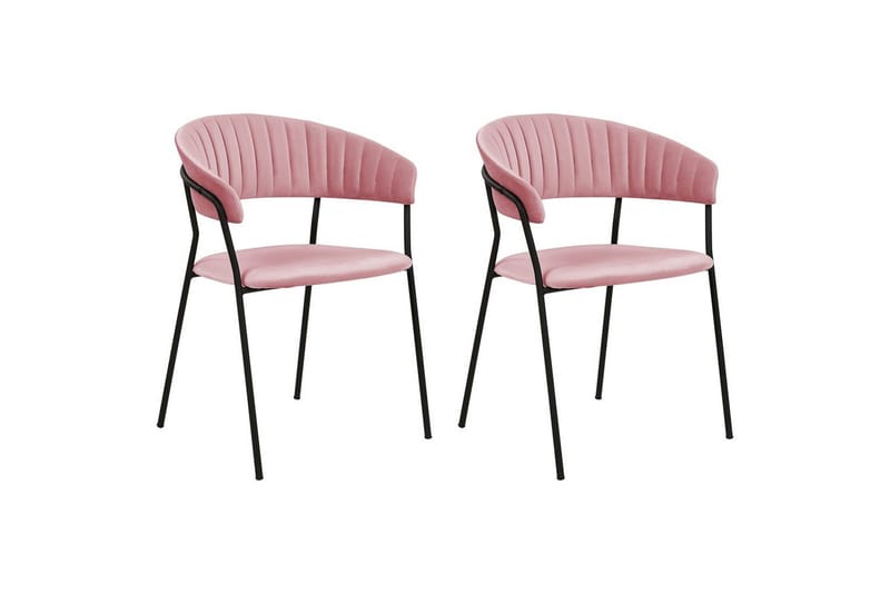 Sæt med 2 spiseborde Mariposa - Rosa, sort/fløjl - Møbler - Stole & lænestole - Spisebordsstole & køkkenstole