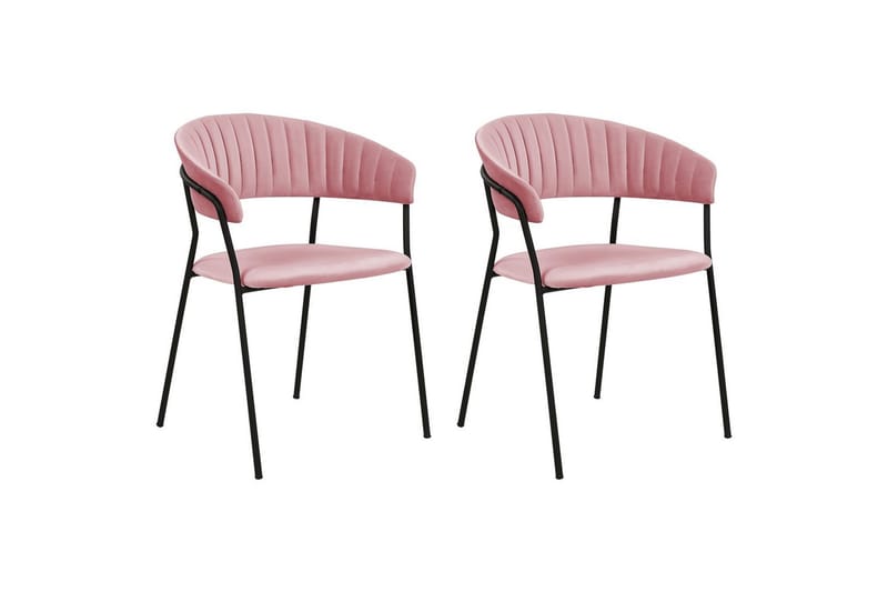 Sæt med 2 spiseborde Mariposa, Rosa, sort/fløjl