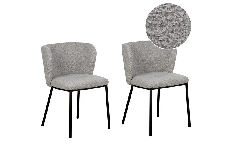 Sæt med 2 spiseborde Mina, Grå, sort/Bouclé