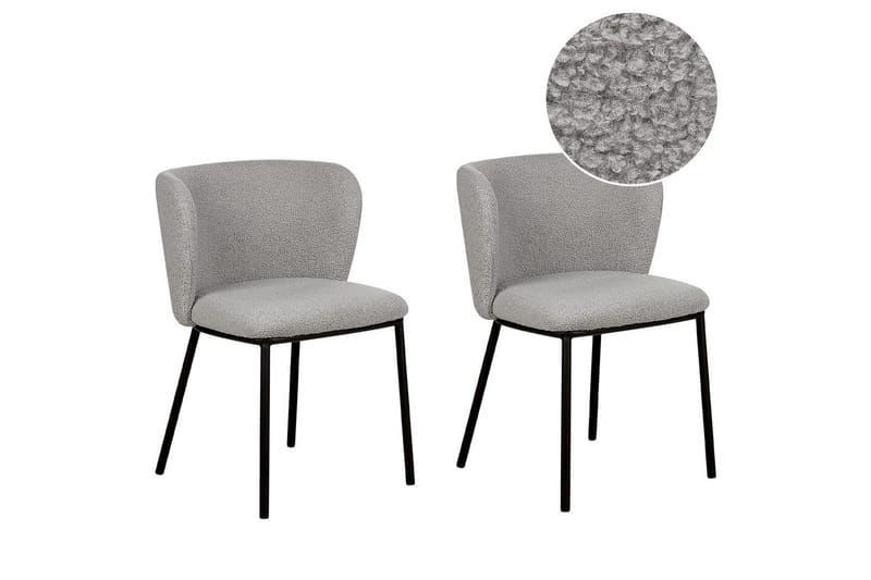 Sæt med 2 spiseborde Mina, Grå, sort/Bouclé