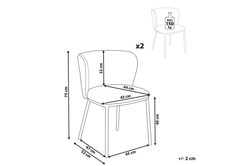 Sæt med 2 spiseborde Mina - Grøn, Sort/Polyester - Møbler - Stole & lænestole - Spisebordsstole & køkkenstole