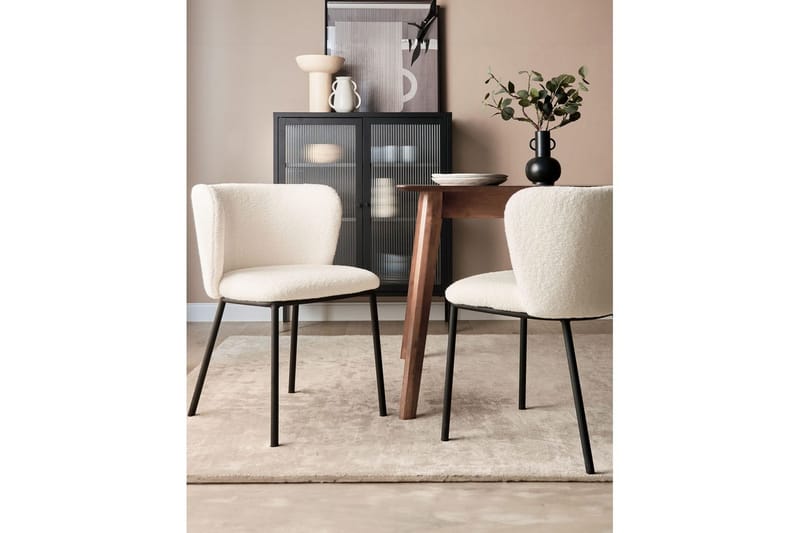 Sæt med 2 spiseborde Mina - Hvid, Sort/Bouclé - Møbler - Stole & lænestole - Spisebordsstole & køkkenstole