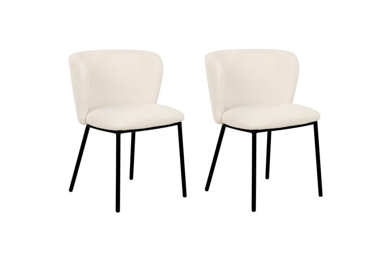 Sæt med 2 spiseborde Mina - Hvid, Sort/Bouclé - Møbler - Stole & lænestole - Spisebordsstole & køkkenstole
