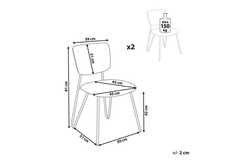 Sæt med 2 spiseborde Nelko - Hvid, Sort - Møbler - Stole & lænestole - Spisebordsstole & køkkenstole