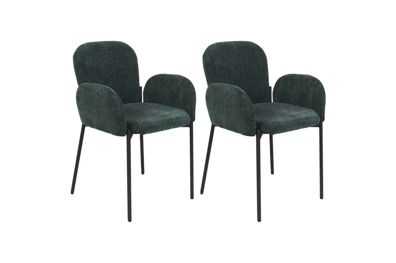 Sæt med 2 spisebordsstole Albee, Grøn, Sort