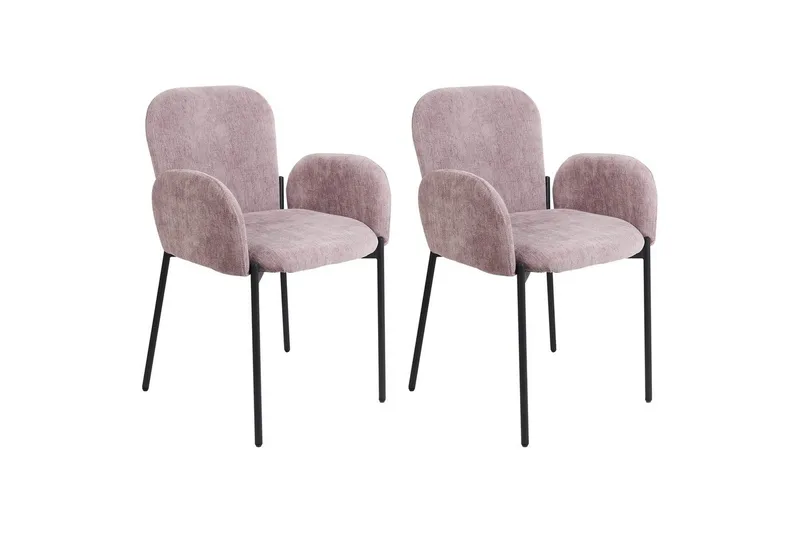 Sæt med 2 spisebordsstole Albee - Rosa, Sort - Møbler - Stole & lænestole - Spisebordsstole & køkkenstole
