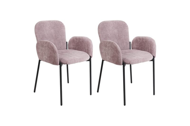 Sæt med 2 spisebordsstole Albee - Rosa, Sort - Møbler - Stole & lænestole - Spisebordsstole & køkkenstole