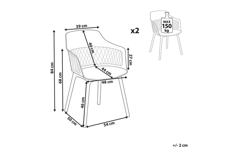 Sæt med 2 spisebordsstole Almira - Grå - Møbler - Stole & lænestole - Spisebordsstole & køkkenstole
