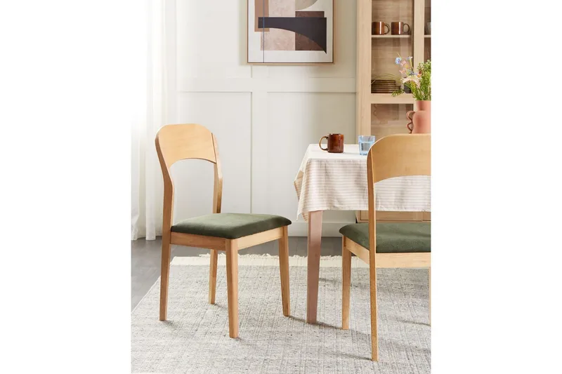 Sæt med 2 spisebordsstole Alvin - Lyst træ, grøn - Møbler - Stole & lænestole - Spisebordsstole & køkkenstole