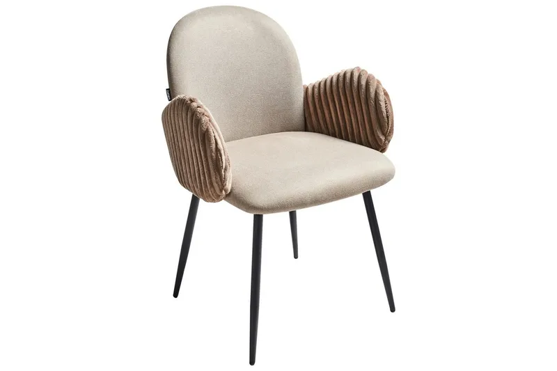 Sæt med 2 spisebordsstole Amity - Beige, sort, brun - Møbler - Stole & lænestole - Spisebordsstole & køkkenstole