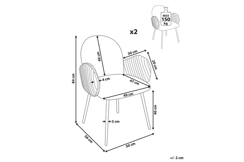 Sæt med 2 spisebordsstole Amity - Beige, sort, brun - Møbler - Stole & lænestole - Spisebordsstole & køkkenstole