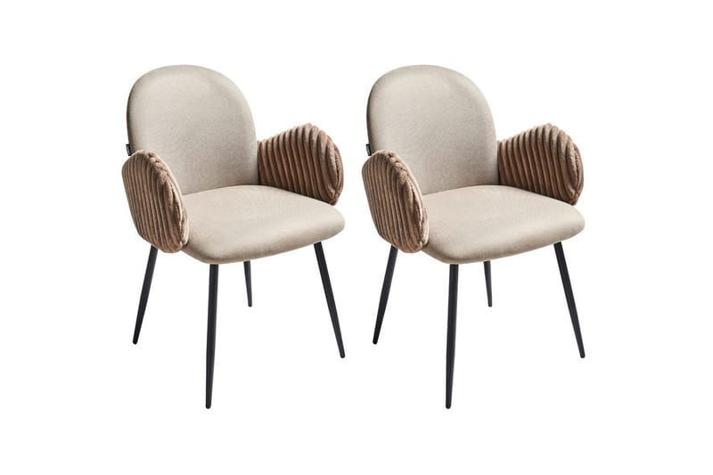 Sæt med 2 spisebordsstole Amity, Beige, sort, brun