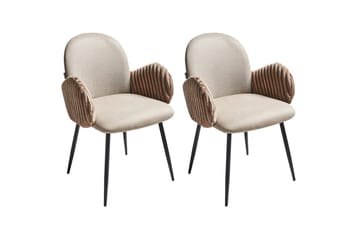 Sæt med 2 spisebordsstole Amity - Beige, sort, brun - Møbler - Stole & lænestole - Spisebordsstole & køkkenstole
