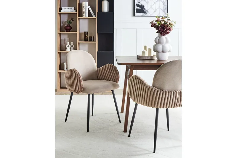 Sæt med 2 spisebordsstole Amity - Beige, sort, brun - Møbler - Stole & lænestole - Spisebordsstole & køkkenstole