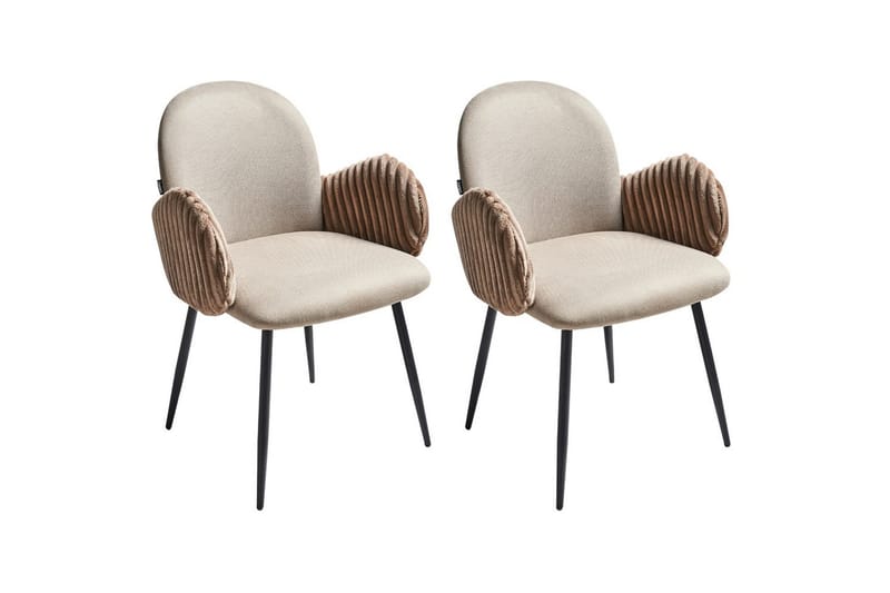 Sæt med 2 spisebordsstole Amity, Beige, sort, brun