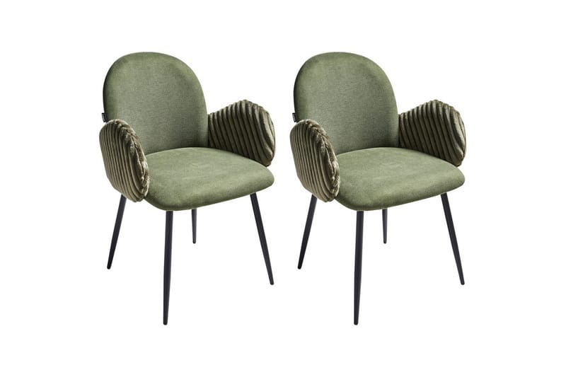 Sæt med 2 spisebordsstole Amity - Grøn, sort - Møbler - Stole & lænestole - Spisebordsstole & køkkenstole