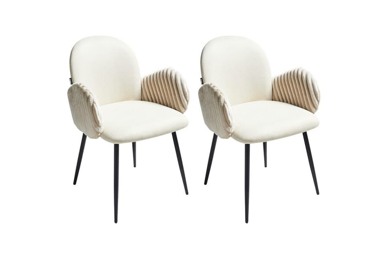 Sæt med 2 spisebordsstole Amity, Lys beige, sort
