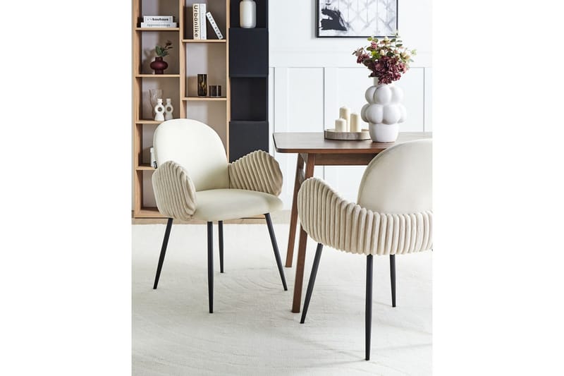 Sæt med 2 spisebordsstole Amity - Lys beige, sort - Møbler - Stole & lænestole - Spisebordsstole & køkkenstole
