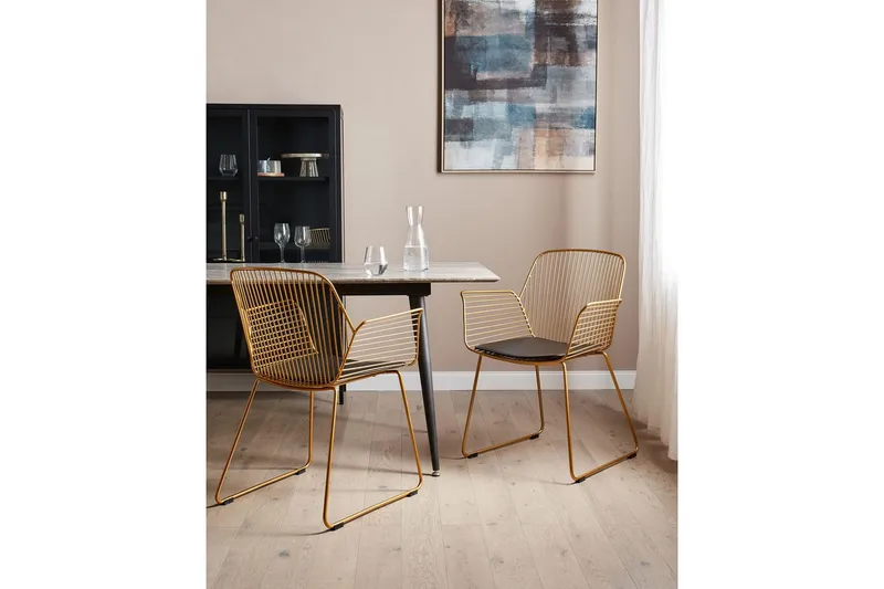 Sæt med 2 spisebordsstole Appleton - Guld, sort - Møbler - Stole & lænestole - Spisebordsstole & køkkenstole