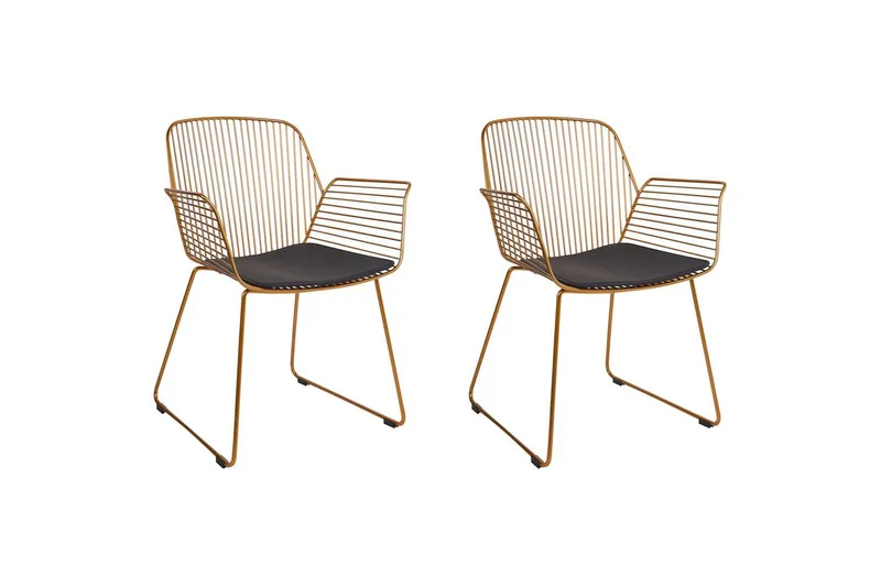 Sæt med 2 spisebordsstole Appleton, Guld, sort