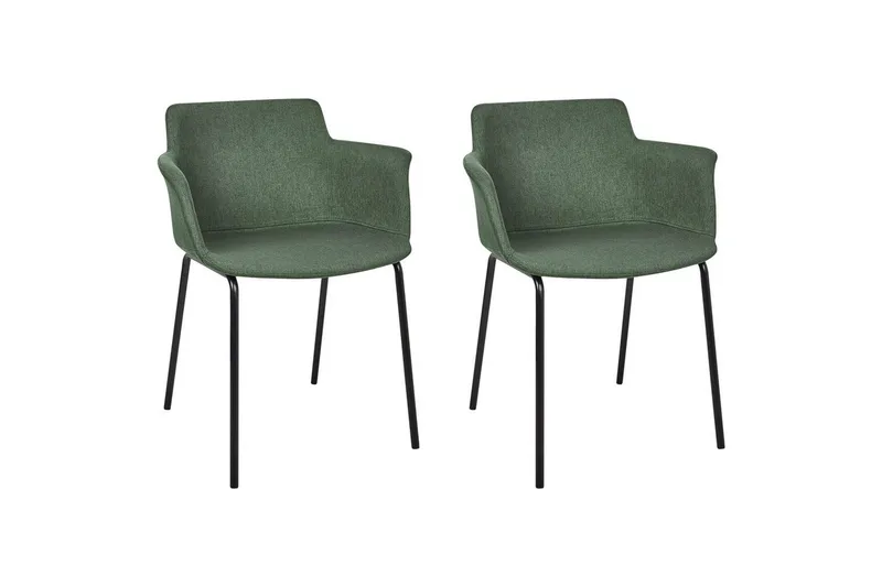 Sæt med 2 spisebordsstole Belfield, Grøn, sort