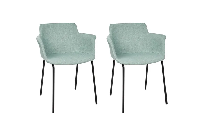 Sæt med 2 spisebordsstole Belfield, Mintgrøn, Sort