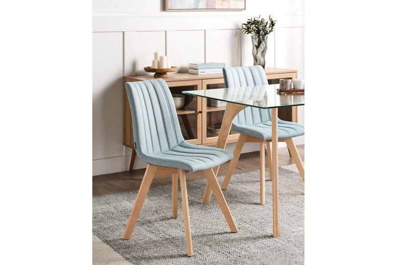 Sæt med 2 spisebordsstole Calgary - Blåt, lyst træ - Møbler - Stole & lænestole - Spisebordsstole & køkkenstole
