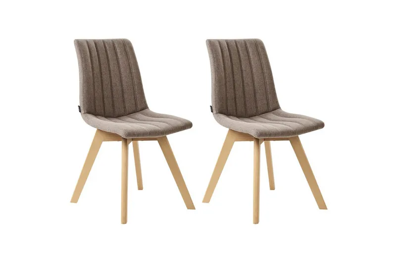 Sæt med 2 spisebordsstole Calgary, Brunt, lyst træ