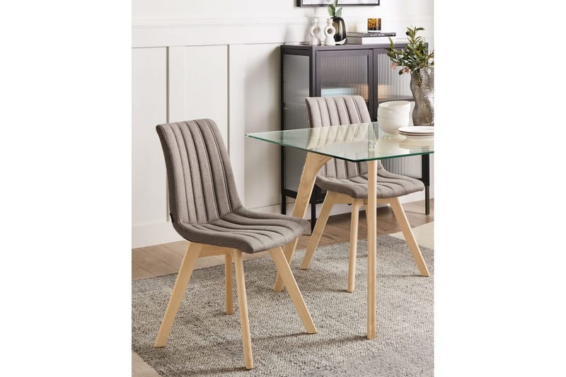 Sæt med 2 spisebordsstole Calgary - Brunt, lyst træ - Møbler - Stole & lænestole - Spisebordsstole & køkkenstole