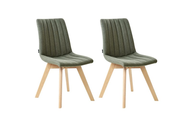 Sæt med 2 spisebordsstole Calgary, Grønt, lyst træ