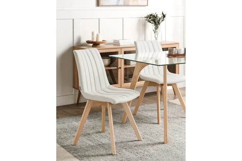 Sæt med 2 spisebordsstole Calgary - Hvid, lyst træ - Møbler - Stole & lænestole - Spisebordsstole & køkkenstole