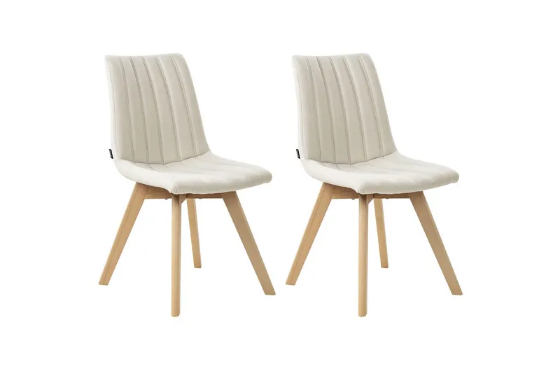 Sæt med 2 spisebordsstole Calgary, Hvid, lyst træ